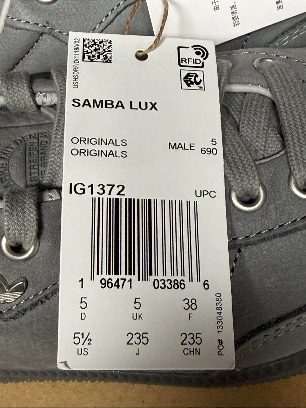 adidas Samba Lux Men’s Sneakers — Grey